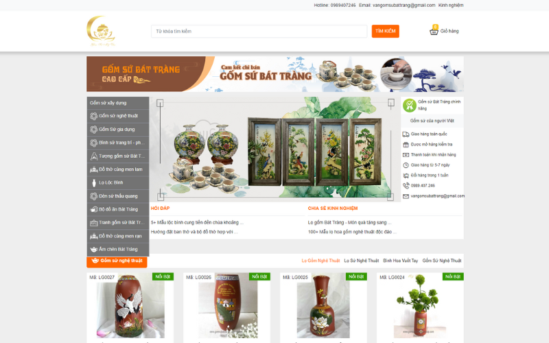 Mẫu thiết kế website gốm sứ